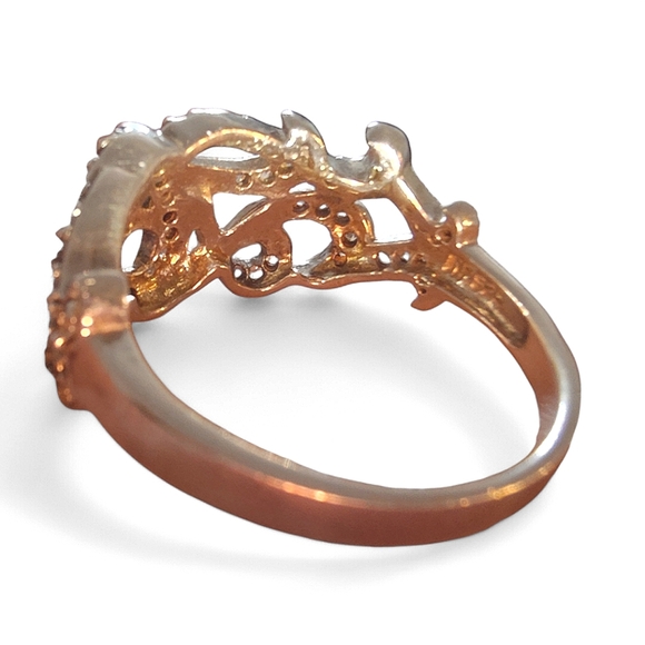 Vintage Sterling Silver 925 Marked Moissanite Filigree Ring Size 8 - Picture 7 of 12